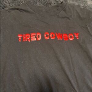 Tired Cowboy Graphic Tee - Black with Red Print